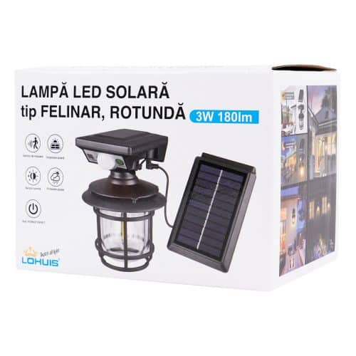 Lampa LED solara tip felinar (rotunda) 3W IP44 5000K