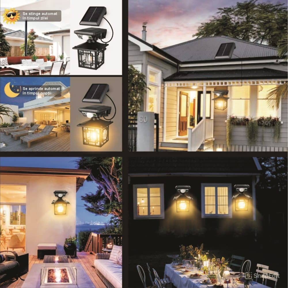 Lampa LED solara tip felinar (patrata) 3W IP44 5000K