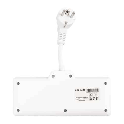 Prelungitor electric (5 cm) 3 prize cu 3 intrerupatoare si 4 USB (2 USB-A+2 TIP-C) 230V 3680W 16A Lohuis