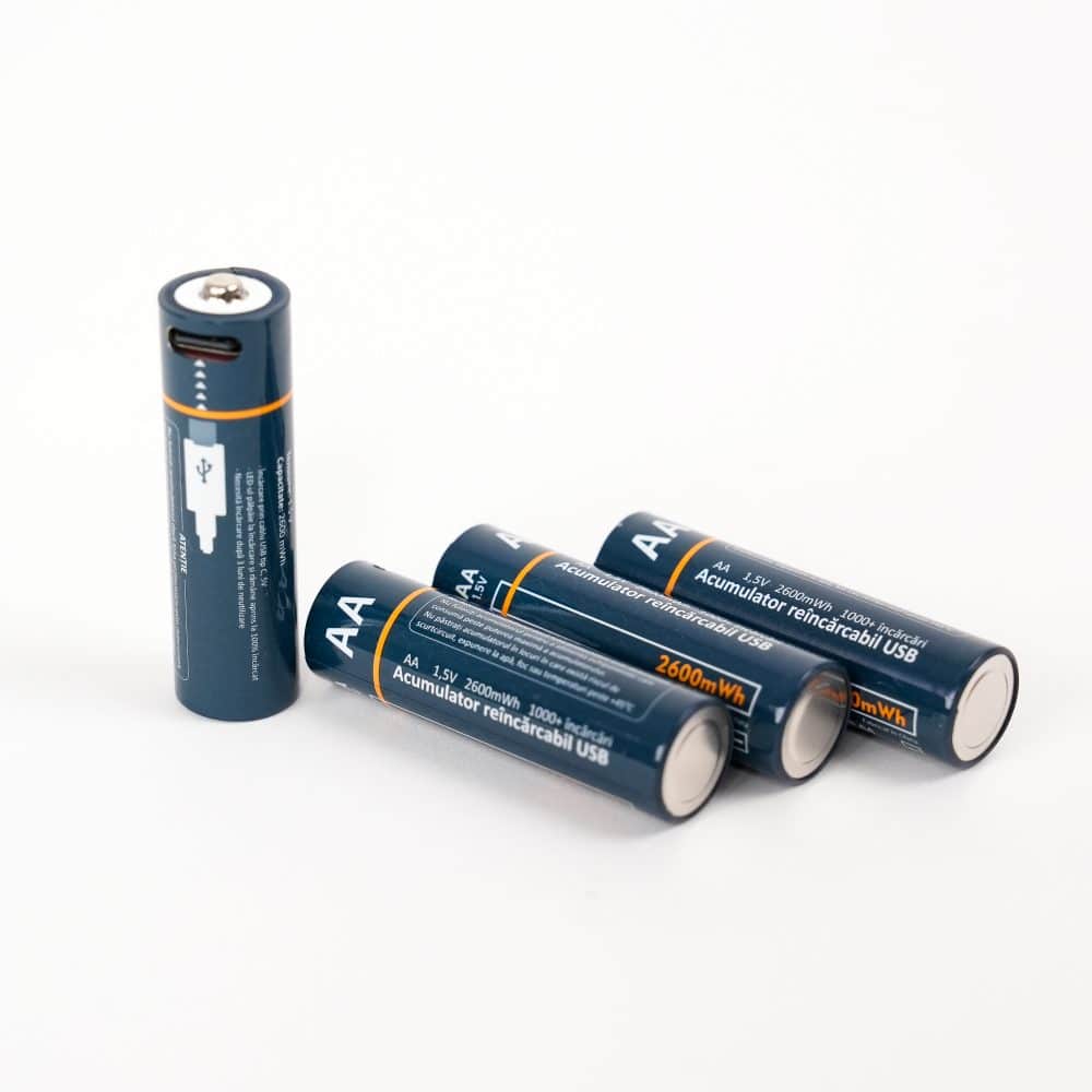 Acumulatori reincarcabili prin cablu USB AA 1.5V 2600mWh 4 buc