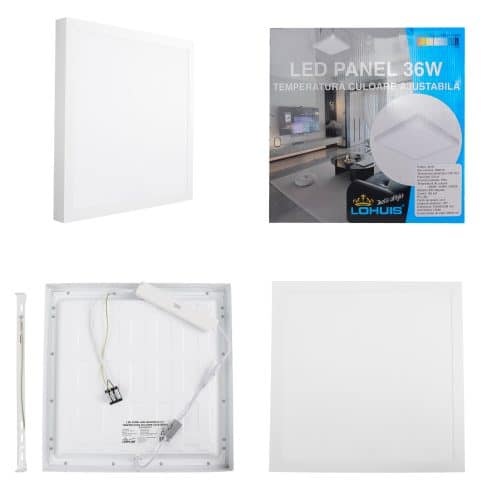 LED PANEL PT 36W 400X400x38mm temperatura de culoare ajustabila, 100lm/W