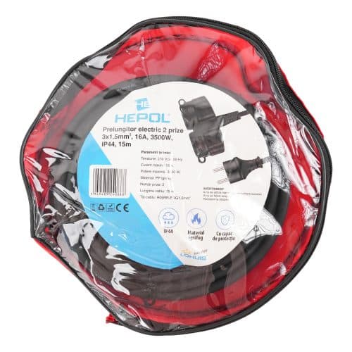 Prelungitor electric 2 prize, 3x1mm², 16A, 3500W, IP44, 15m