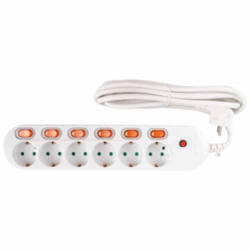 Prelungitor 6 prize, 6 intrerupatoare, 3m