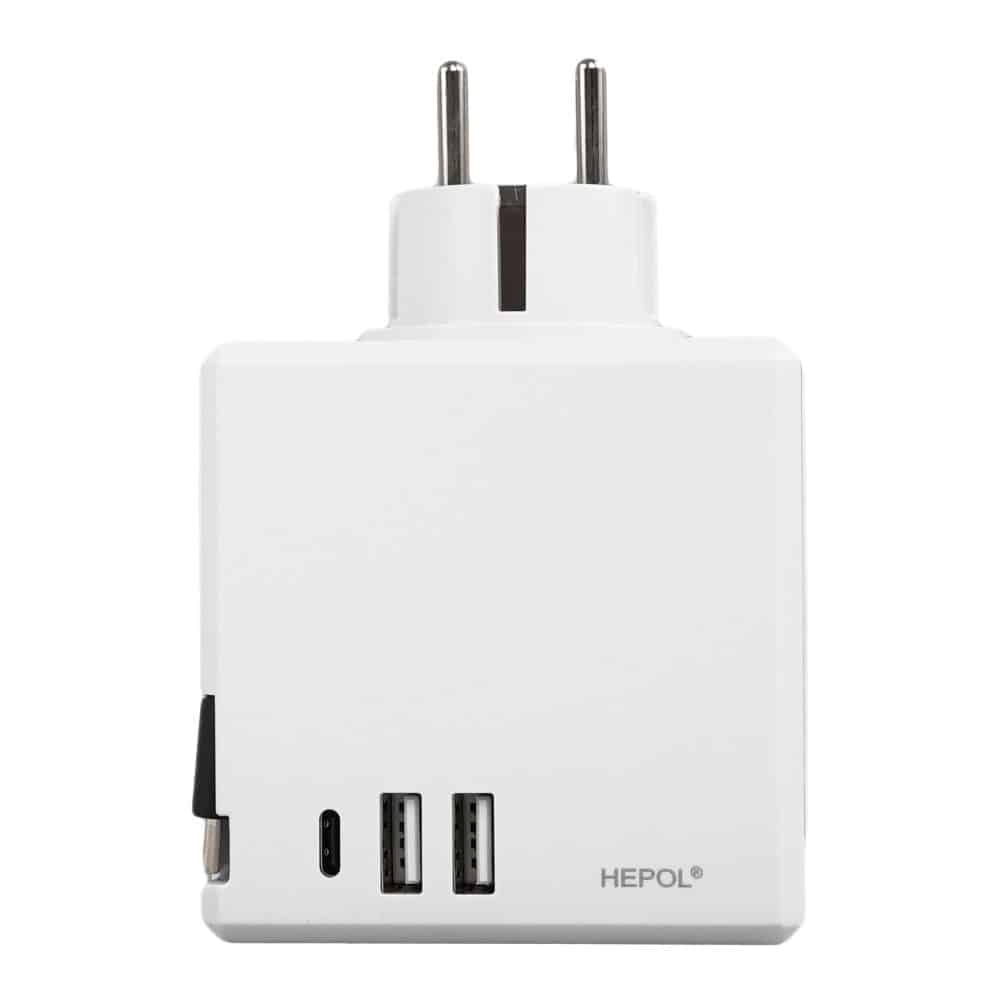 Adaptor CUB E15C-P 3 prize schuko cu 2xUSB-A + 1x USB-C si cablu USB-C extensibil