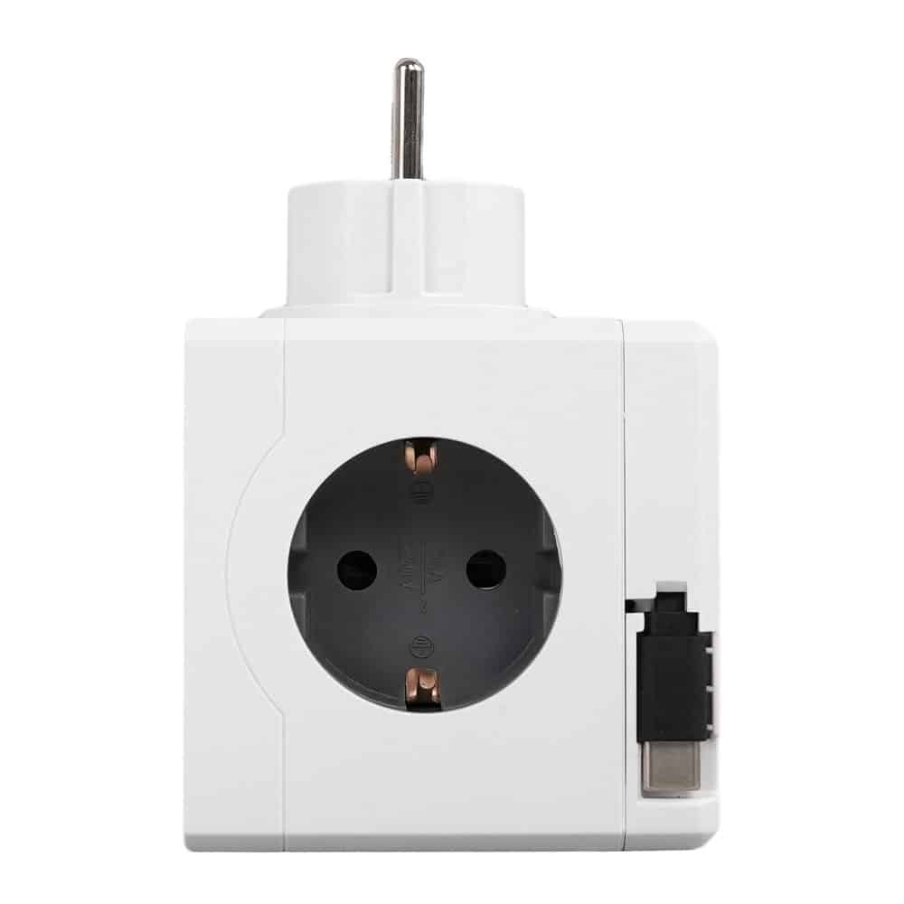 Adaptor CUB E15C-P 3 prize schuko cu 2xUSB-A + 1x USB-C si cablu USB-C extensibil