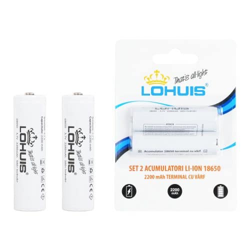 Set 2 acumulatori Li-Ion 2200 mAh, terminal cu varf