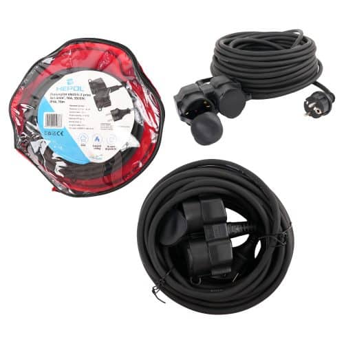 Prelungitor electric 2 prize, 3x1mm², 16A, 3500W, IP44, 15m