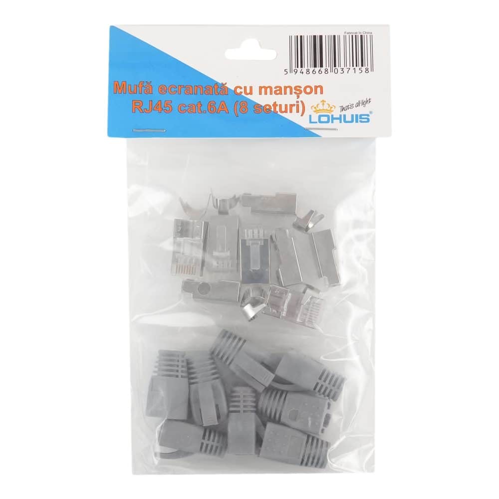 Mufa RJ45 CAT6A ecranata, cu manson, 8 seturi