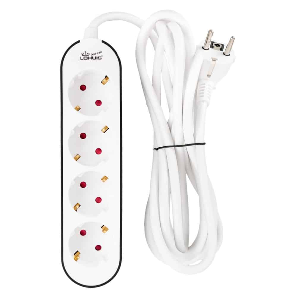 Prelungitor LOHUIS, 4 prize, protectie copii, 3×1,5mm², 3 m