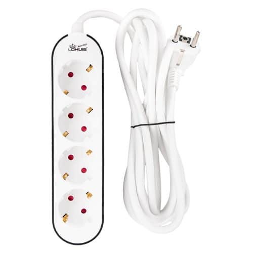 Prelungitor LOHUIS, 4 prize, protectie copii, 3×1,5mm², 3 m