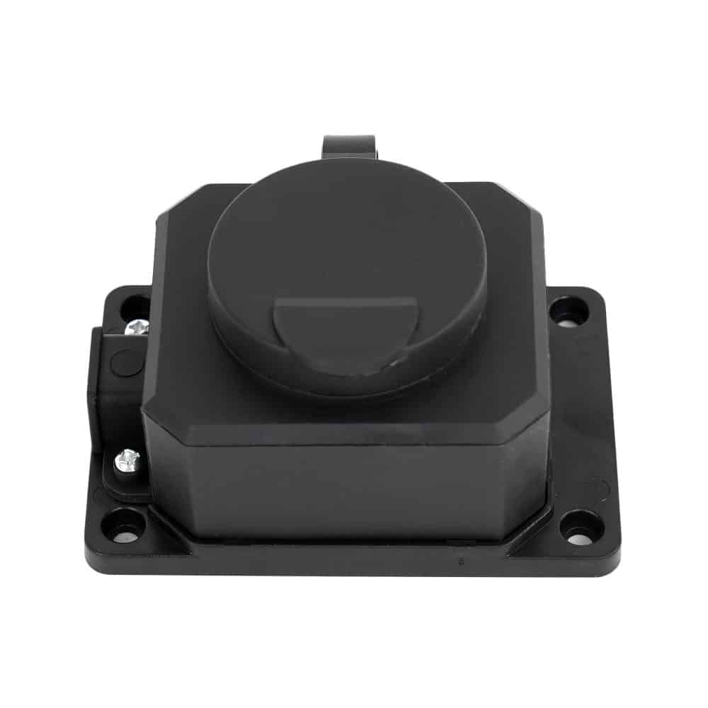 Priza cauciuc cu capac si talpa, contact de protectie, negru R212-1 IP54 HEPOL